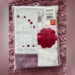 Deb Red and White Swag Curtains